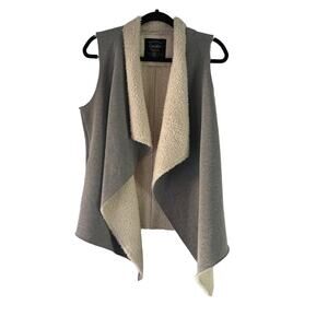 Cavalini Women's Size Medium Grey Sherpa Open Front Western Cardigan Sweater